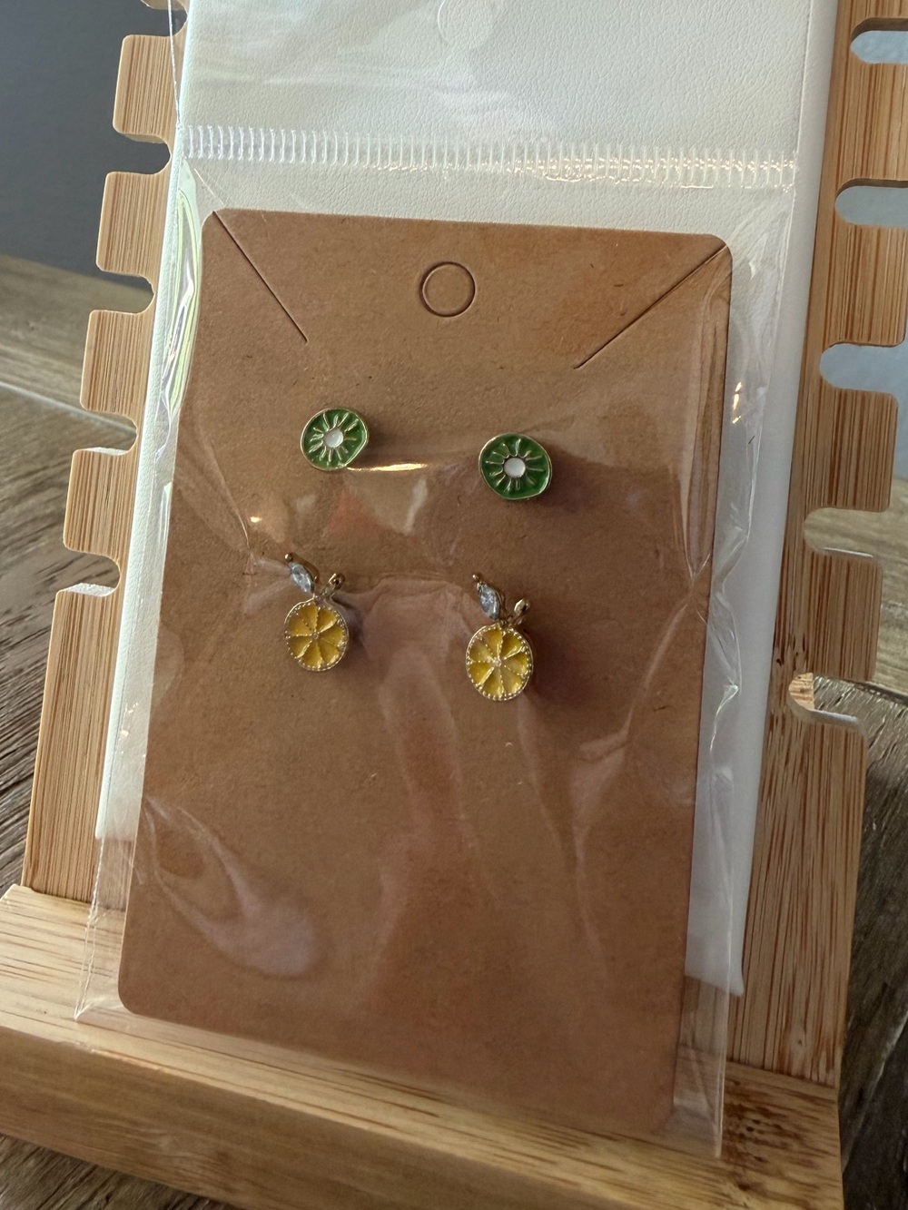 Fruit Stud Earring Set: Lemon & Lime, New - Picture 4 of 4